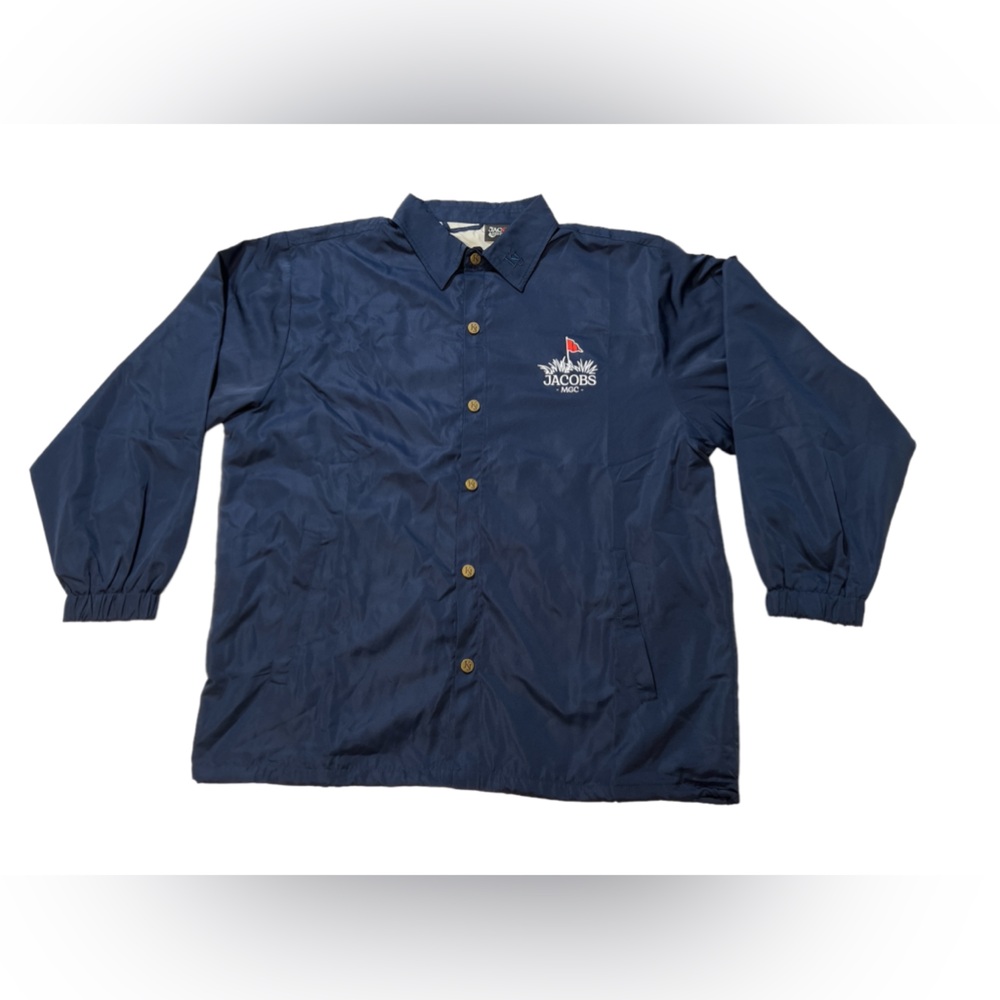 Karl Jacobs men’s ‘MGC' Staff Windbreaker mini‎ golf club jacket navy size Large